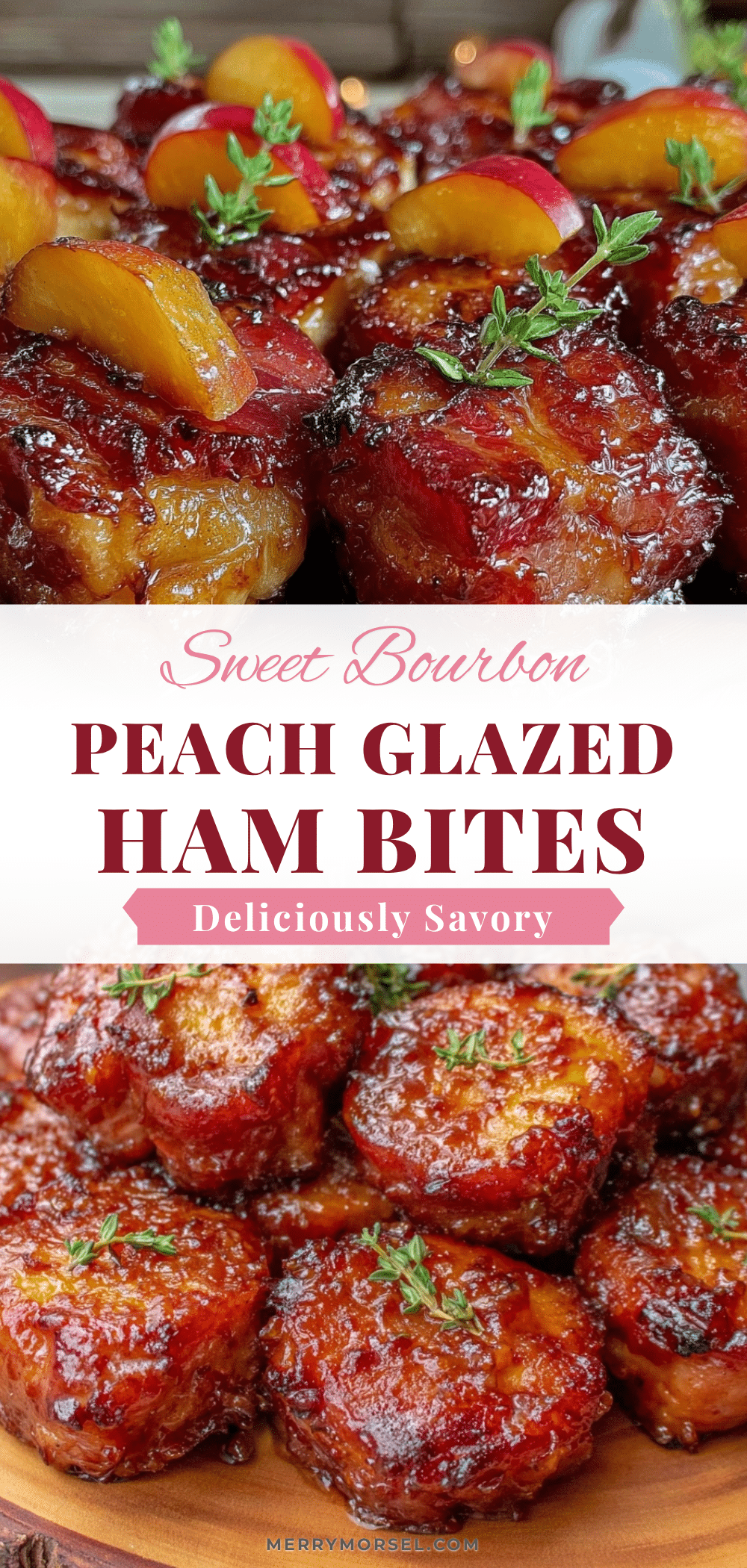 brown sugar bourbon peach glazed ham bites recipe
