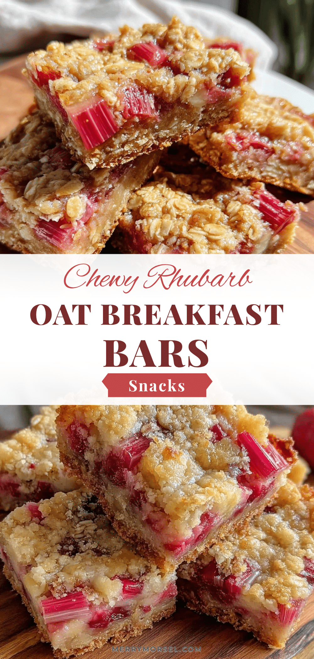 chewy rhubarb oat breakfast bars recipe