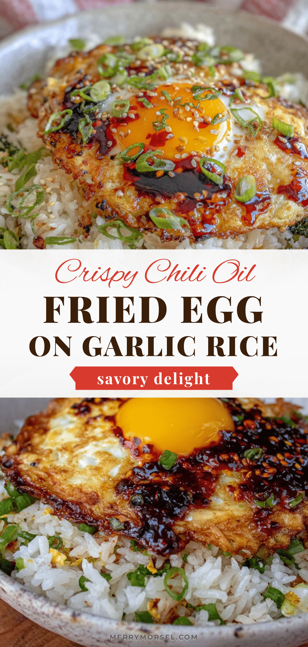 chili oil fried egg on garlic rice recipe