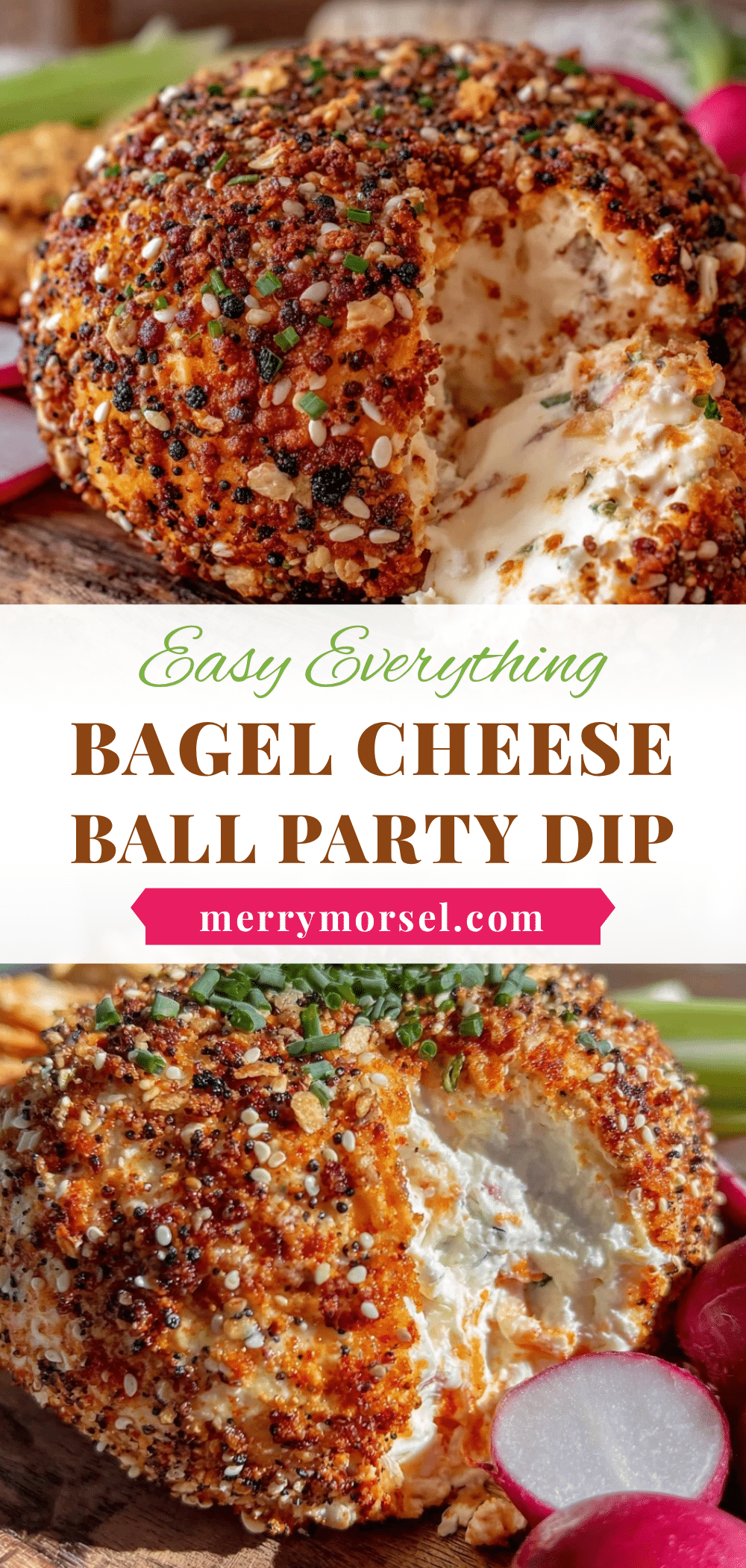 easy everything bagel cheese ball party dip recipe