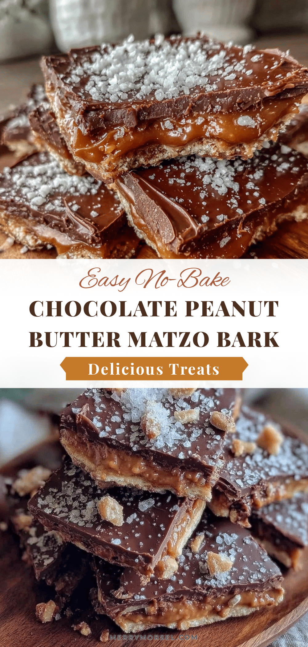 Easy No-Bake Chocolate Peanut Butter Matzo Bark recipe
