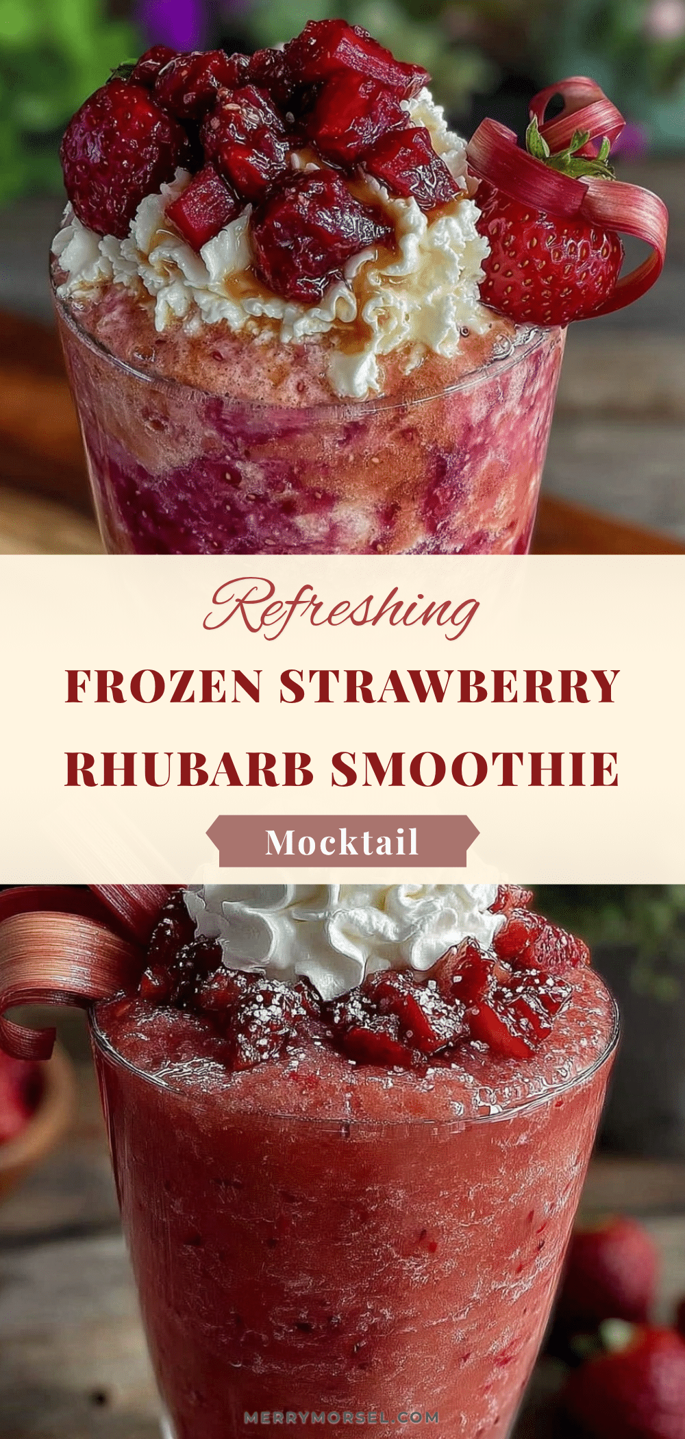 frozen strawberry rhubarb smoothie mocktail recipe