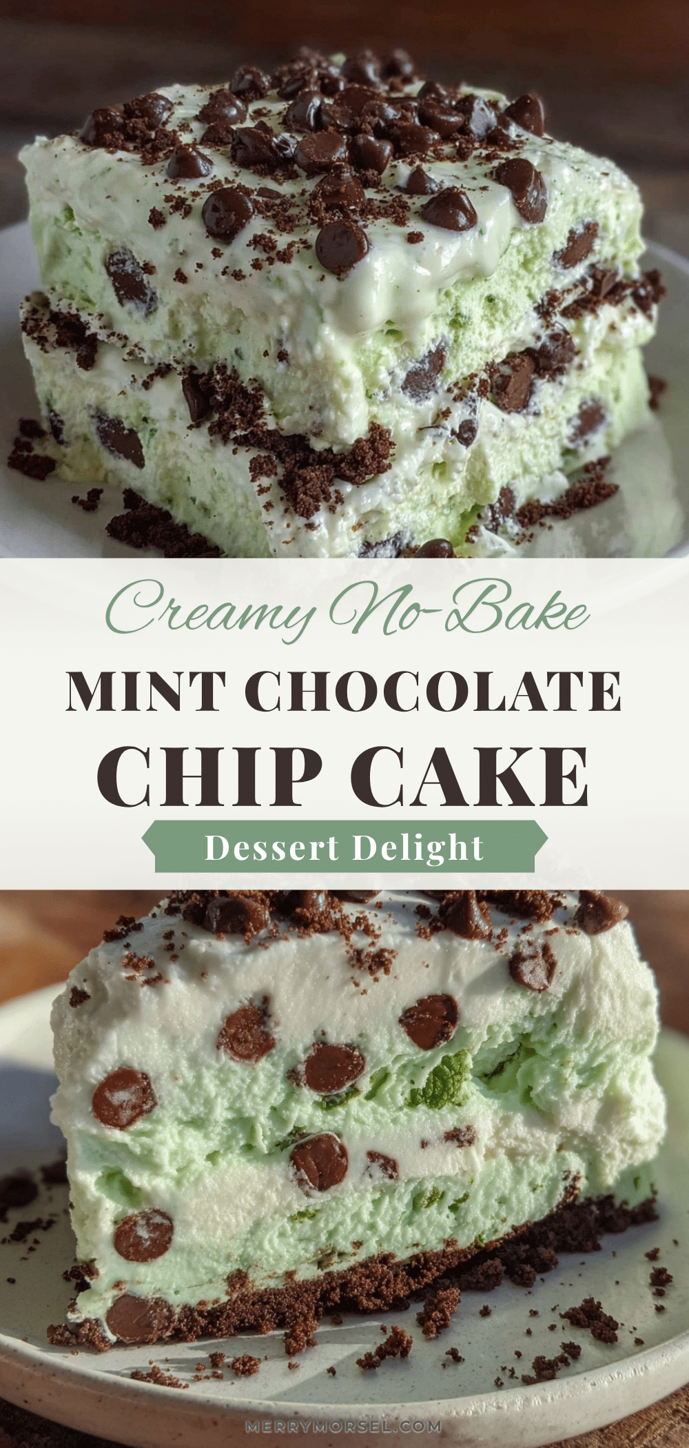no-bake green mint chocolate chip ice cream cake recipe