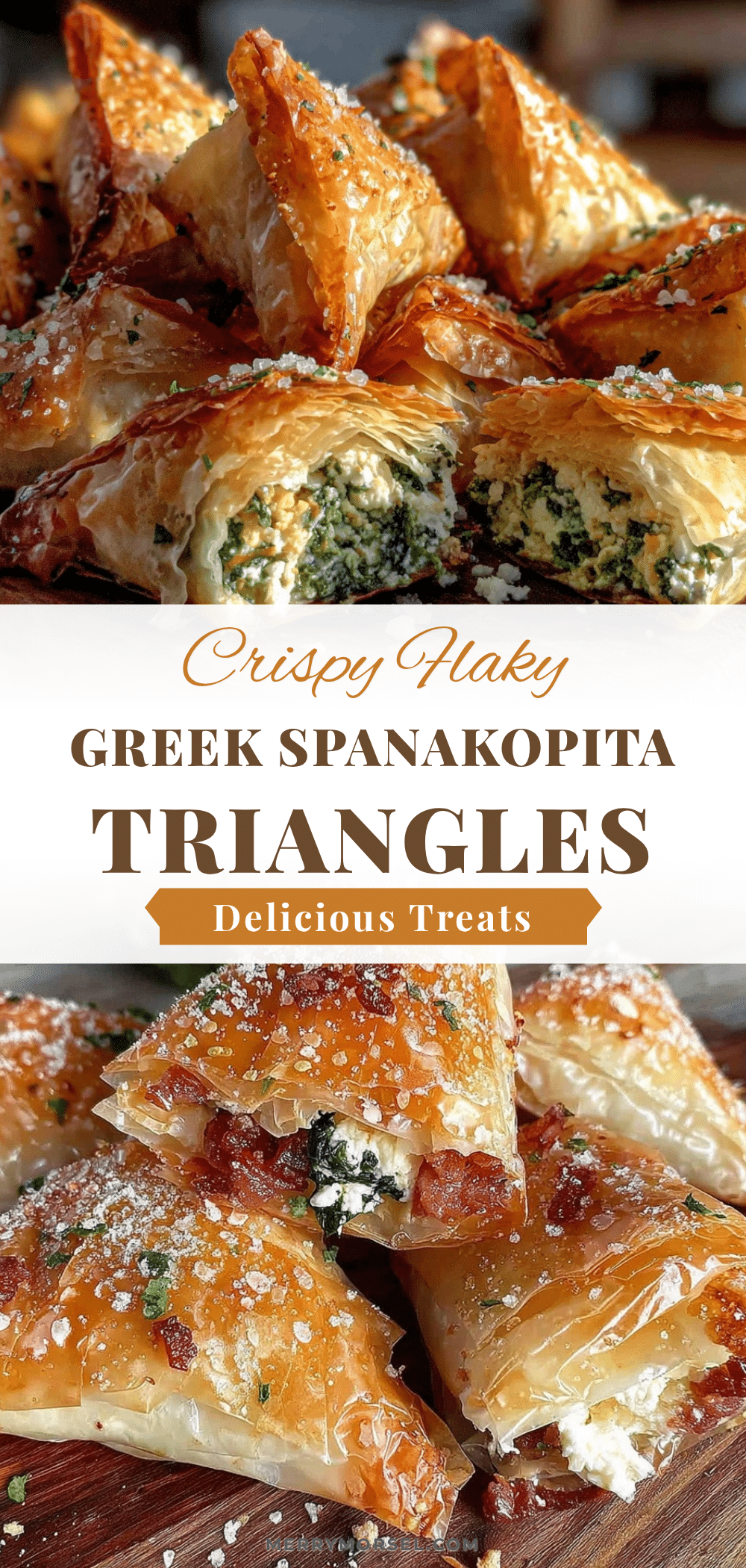 crispy Greek spanakopita triangles recipe