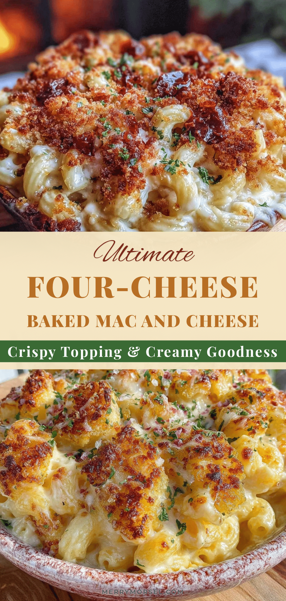 crispy four-cheese baked mac and cheese recipe