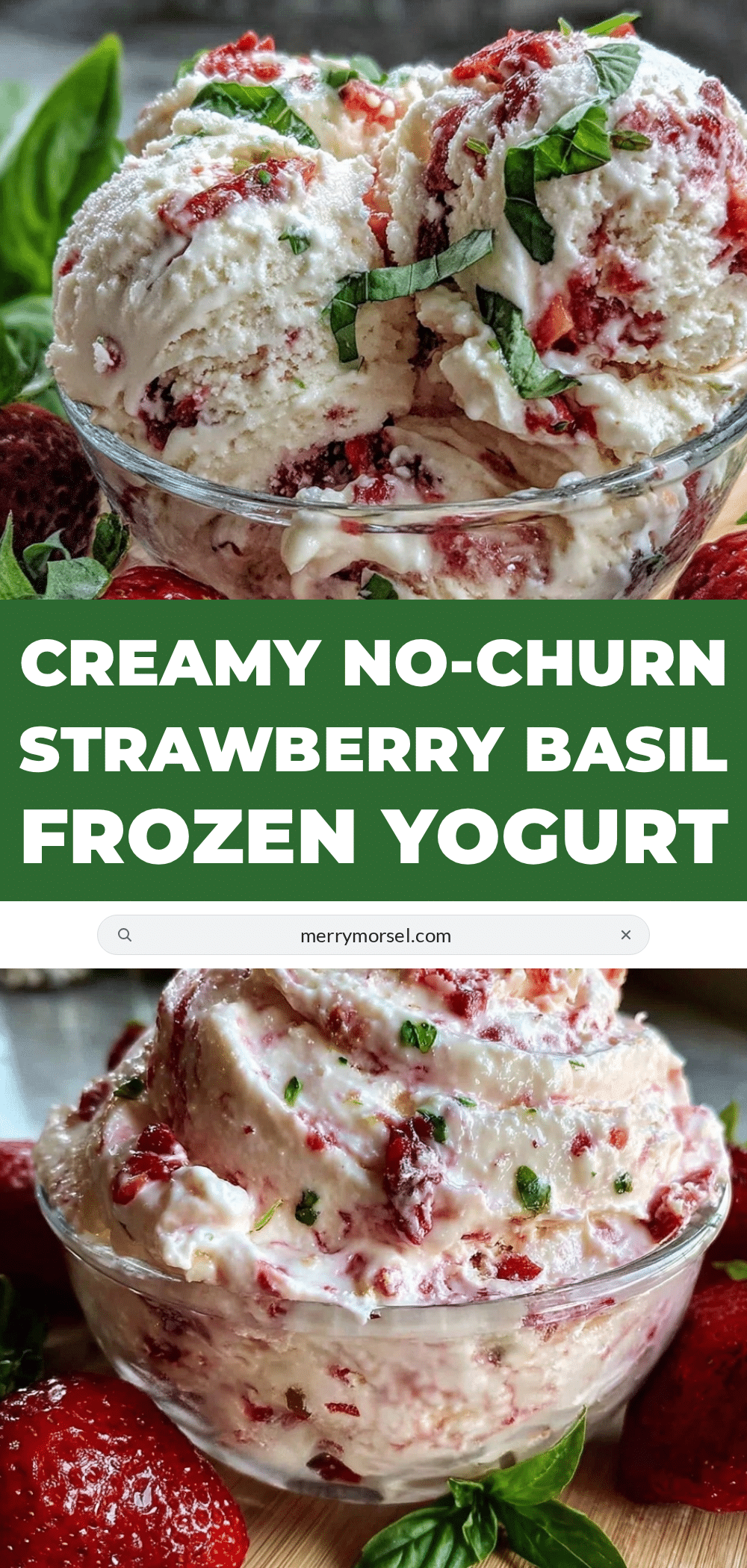no-churn strawberry basil frozen yogurt recipe