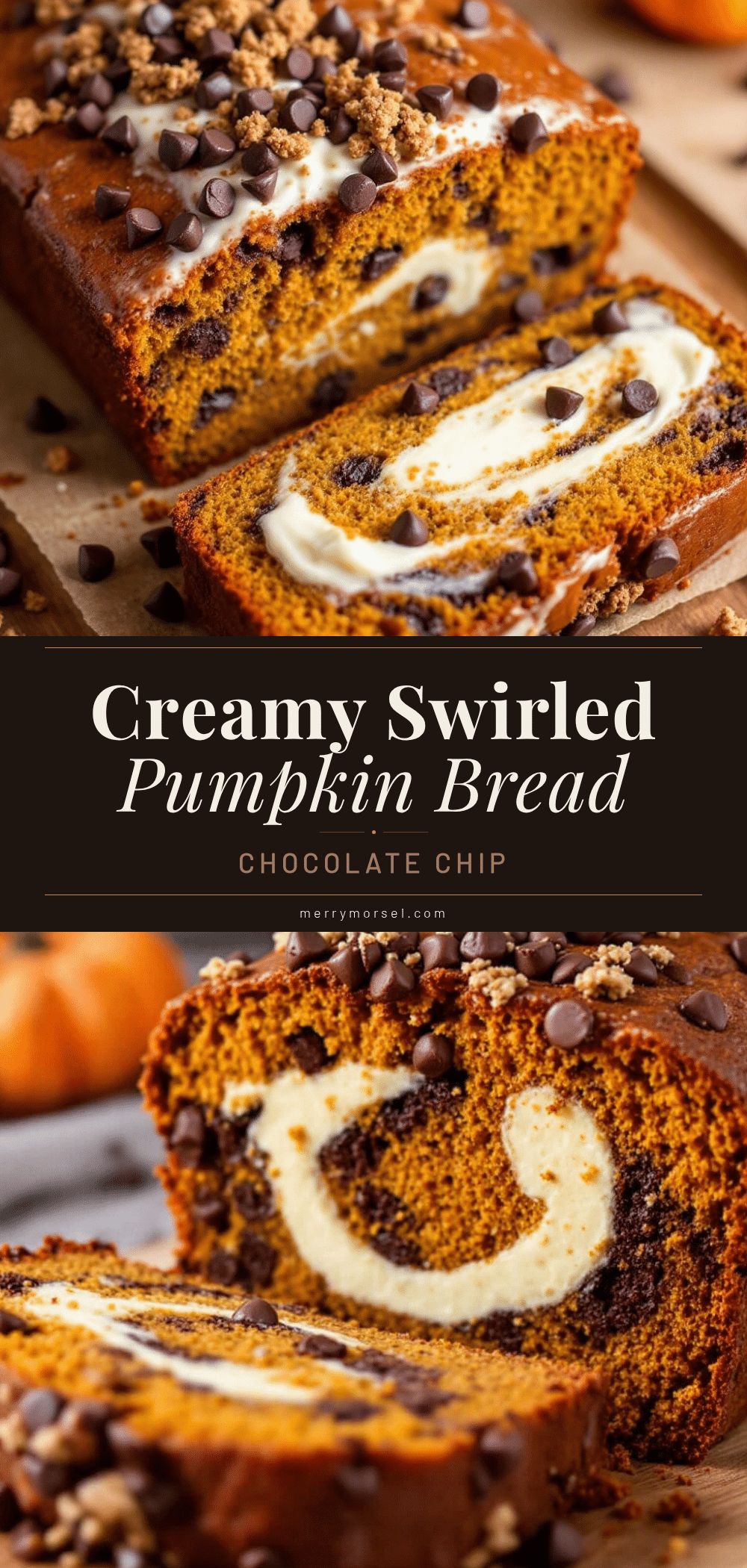 chocolate chip pumpkin bread with cream cheese swirl recipe