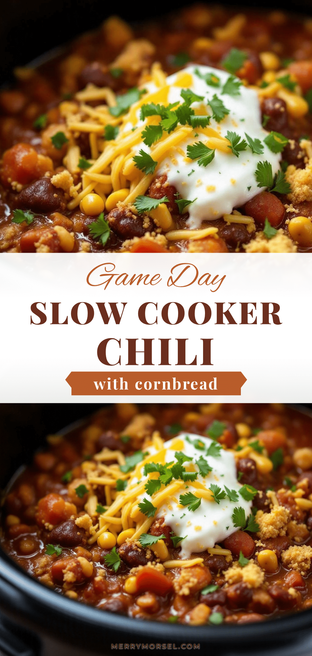 easy slow cooker football sunday chili with cornbread recipe