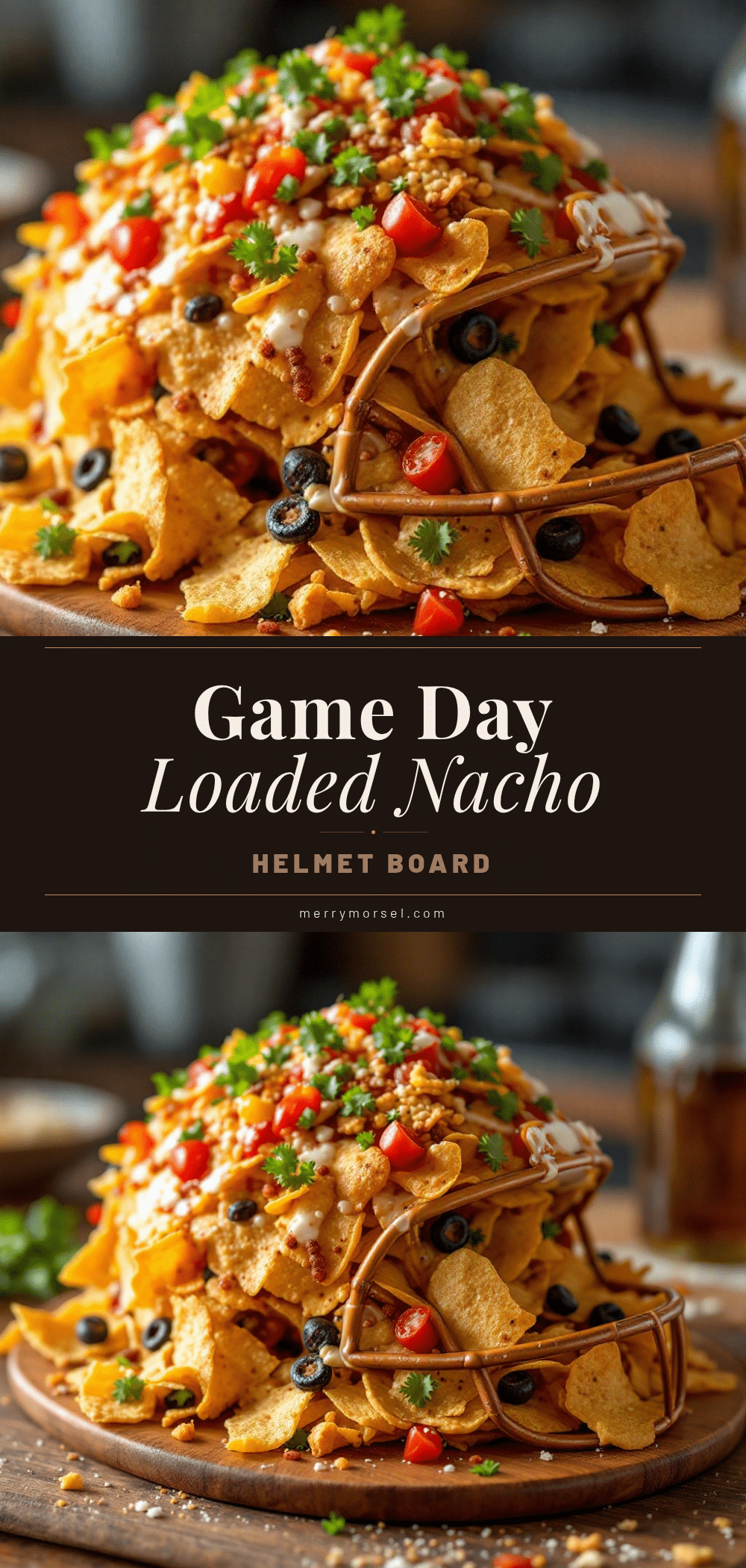 game day loaded nacho football helmet board recipe