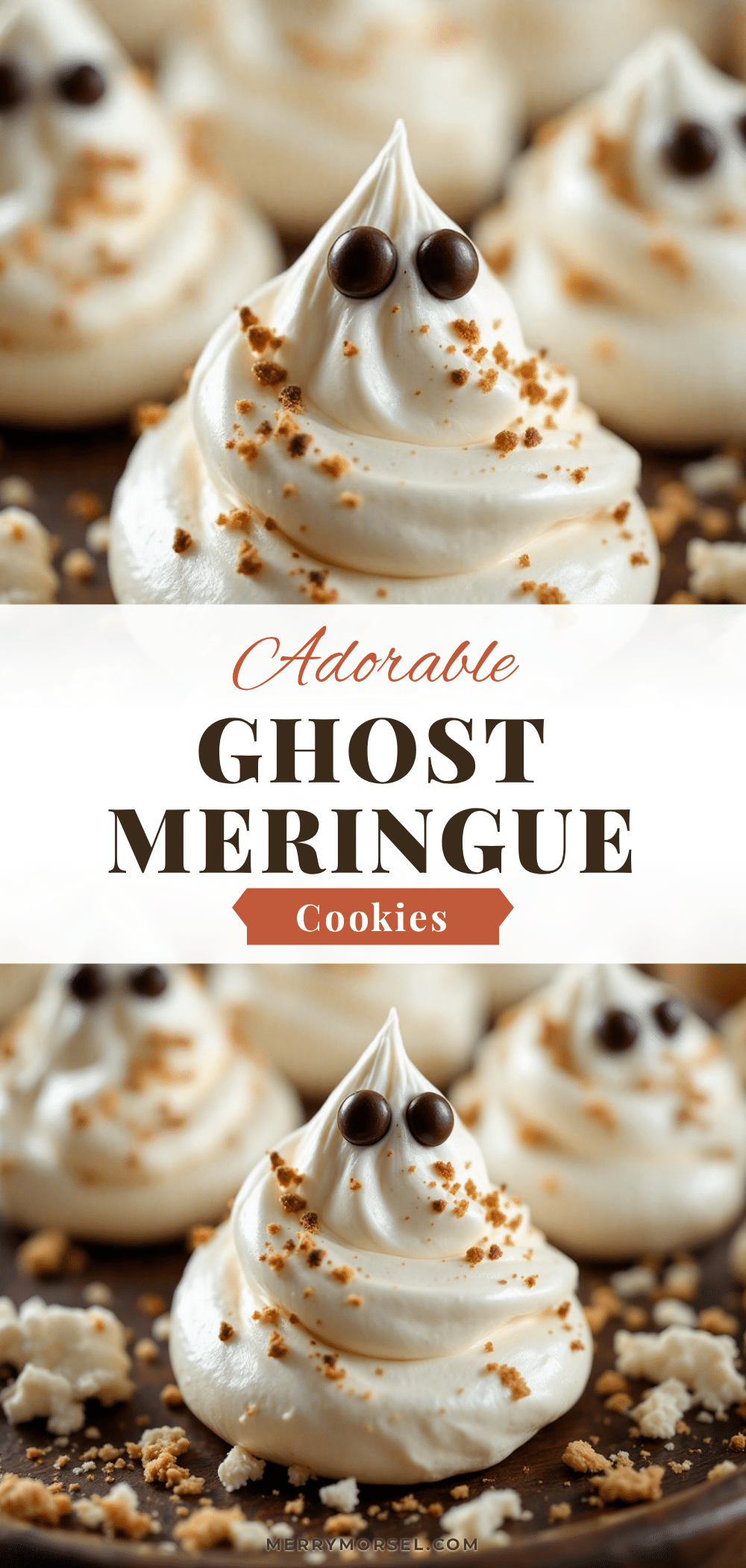 ghost meringue cookies with chocolate chip eyes recipe