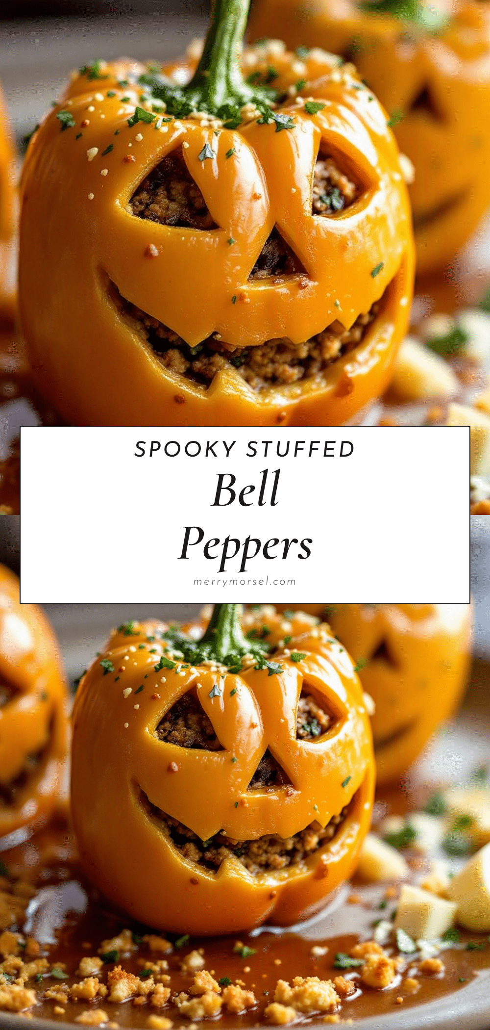 jack-o-lantern stuffed bell peppers recipe