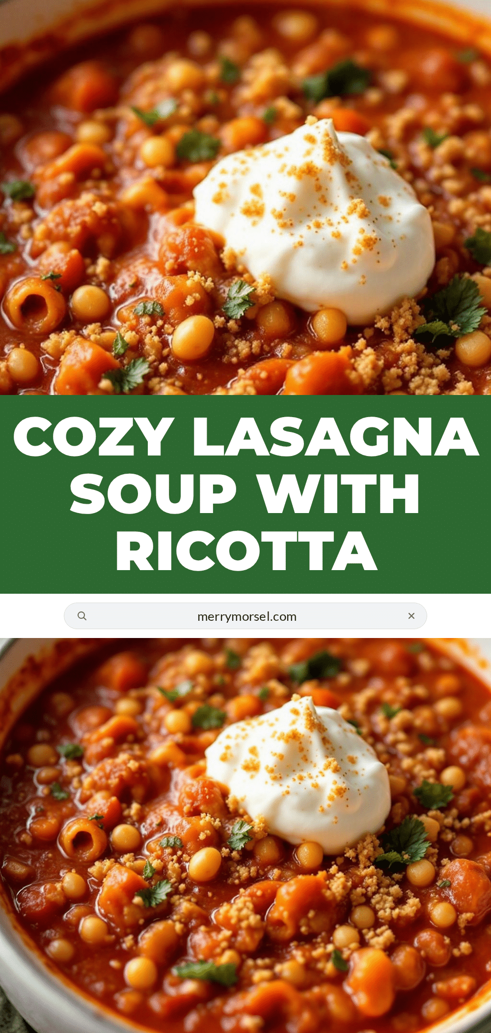 lasagna soup with ricotta dollop recipe