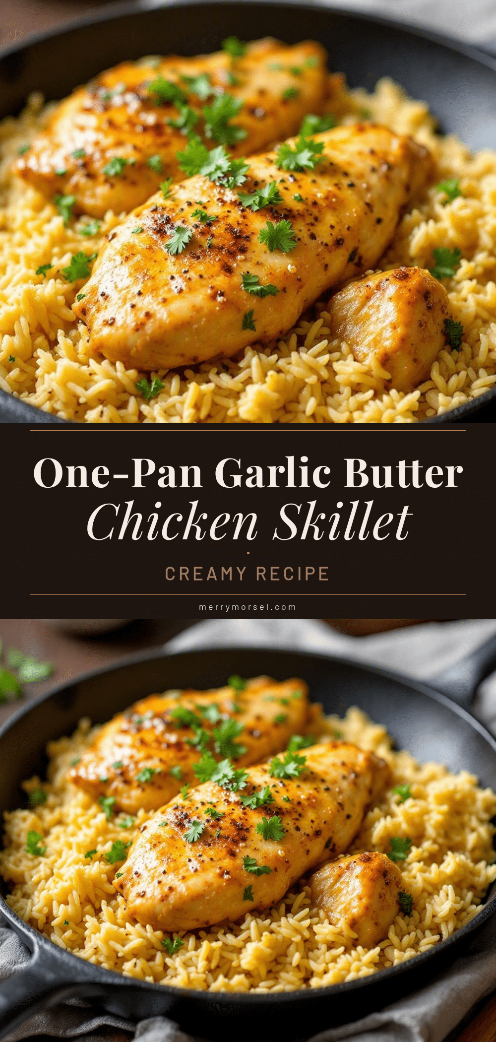 creamy one-pan garlic butter chicken and rice skillet recipe